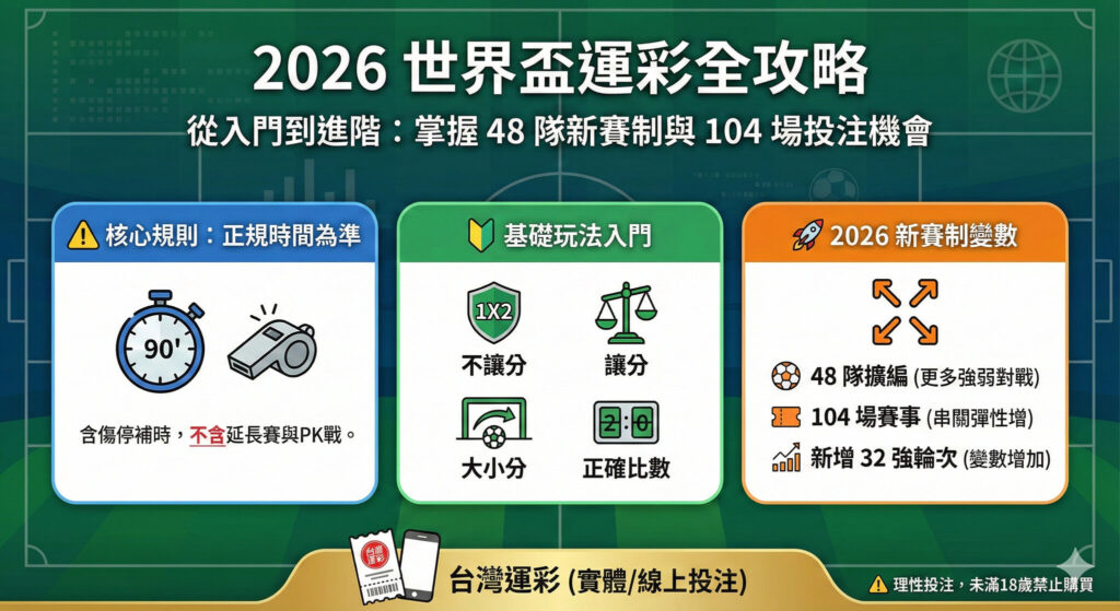 [ 2026 世足運彩 ] 台灣運彩玩法教學：新手入門、進階串關與「正規 90 分鐘」規則