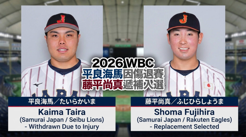【WBC 快訊】日本隊陣前換將！「火球男」平良海馬左小腿受傷退賽，樂天藤平尚真接手牛棚重任